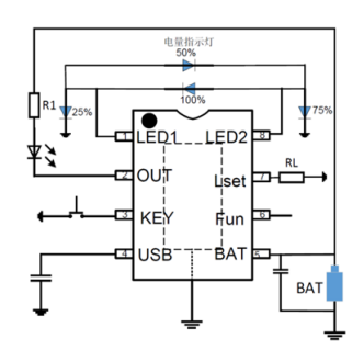 带有四段电量指示的手深圳电筒照明控制专用芯片，CR68001参数资料