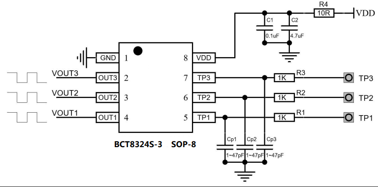 电容式两或三通道触摸检测芯片 深圳BCT8324S-2/3